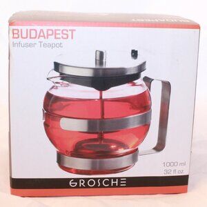 Grosche Budapest Thermal Glass Infuser Teapot - 32 Fl Oz - 8 Cup - New In Box